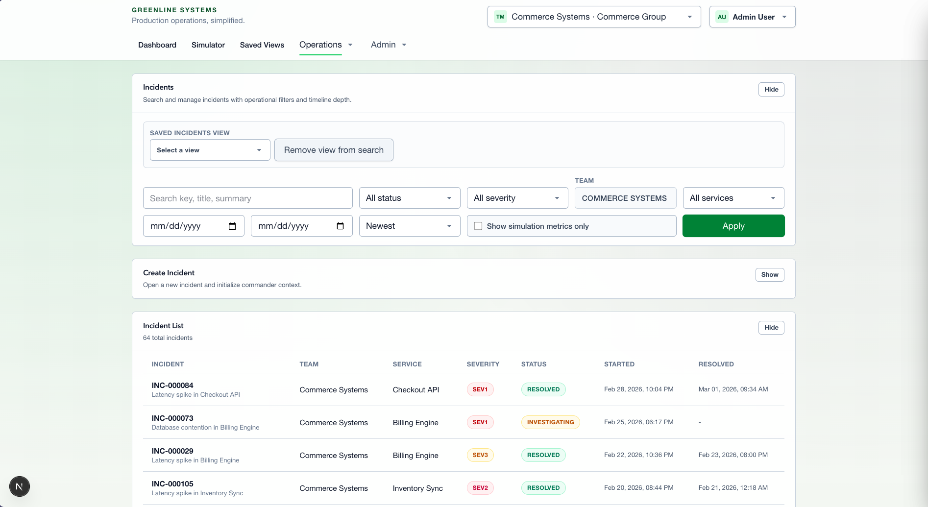 Green-Line Systems Incidents
