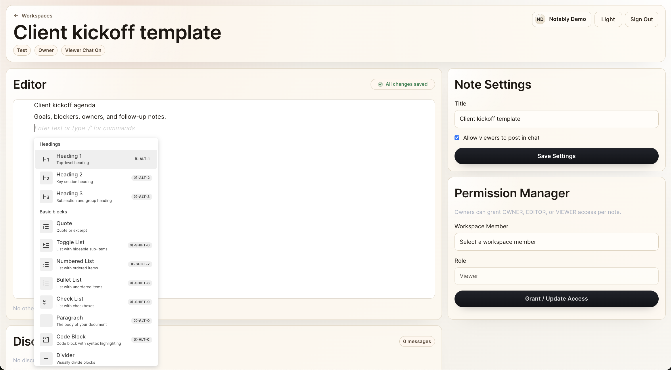 Notably Editor Commands